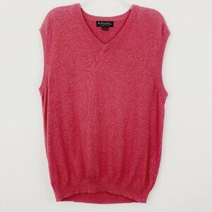 Brooks Brothers Supima Cotton Sweater Vest Men's Size L Pink V-neck Sleeveless